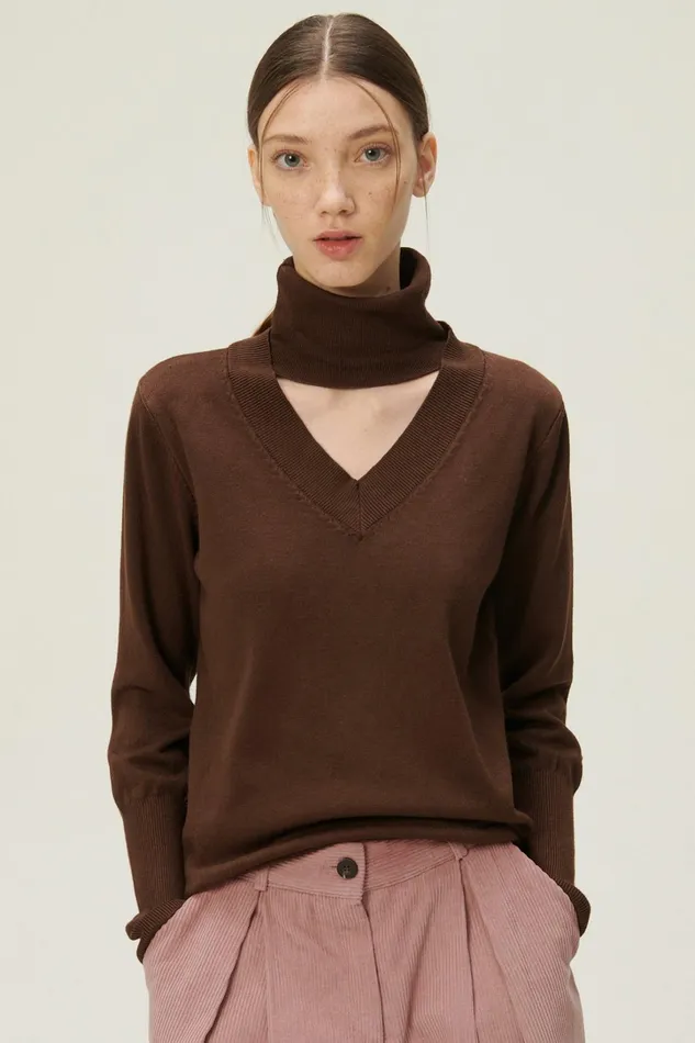 Storets Ali Choker Vneck Knit Top Women Sweaters and Knitwears