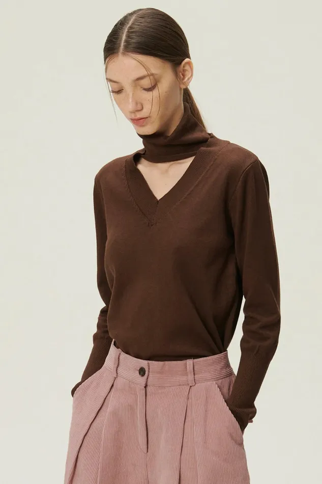 Storets Ali Choker Vneck Knit Top Women Sweaters and Knitwears