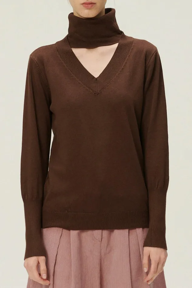 Storets Ali Choker Vneck Knit Top Women Sweaters and Knitwears