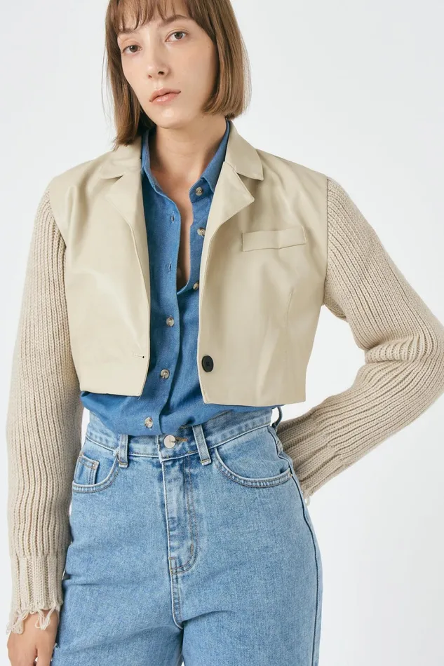 Storets Ameli Pleather Cropped Jacket Women Jackets and Coats