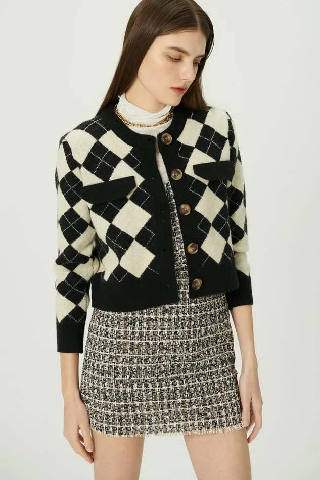 Storets Daiana Argyle Crop Cardigan Women Cardigan
