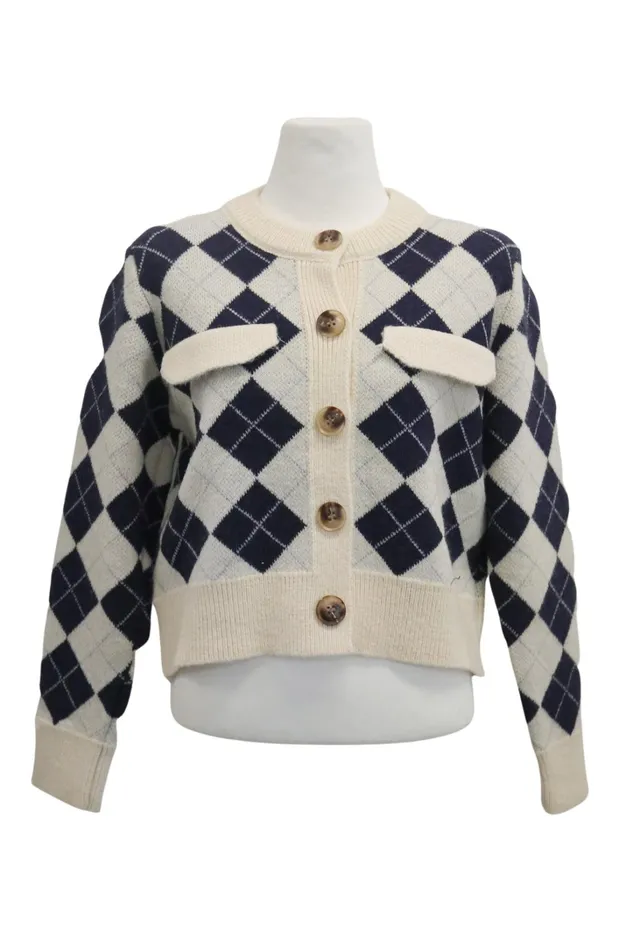 Storets Daiana Argyle Crop Cardigan Women Cardigan