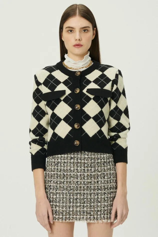Storets Daiana Argyle Crop Cardigan Women Cardigan