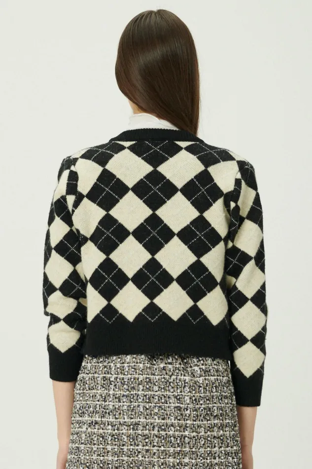 Storets Daiana Argyle Crop Cardigan Women Cardigan