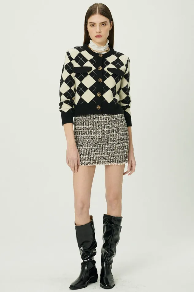 Storets Daiana Argyle Crop Cardigan Women Cardigan