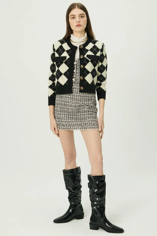Storets Daiana Argyle Crop Cardigan Women Cardigan