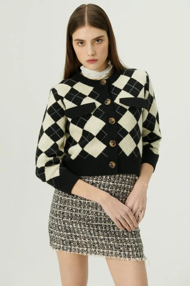 Storets Daiana Argyle Crop Cardigan Women Cardigan