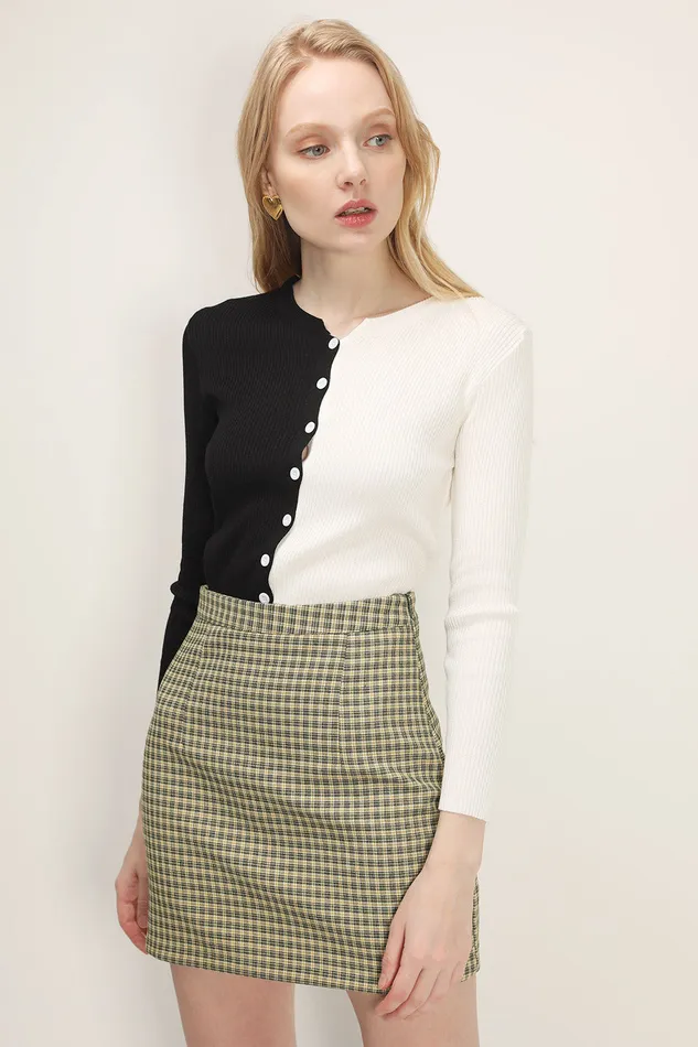 Storets Eva Color Block Ribbed Cardigan Women Sweaters and Knitwears