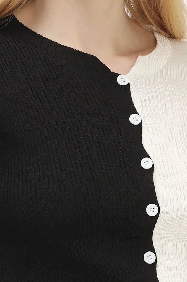 Storets Eva Color Block Ribbed Cardigan Women Sweaters and Knitwears
