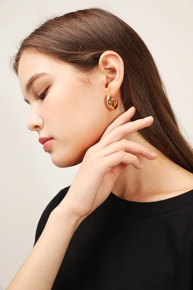 Storets Golden Half Hoop Earrings Women Jewelry