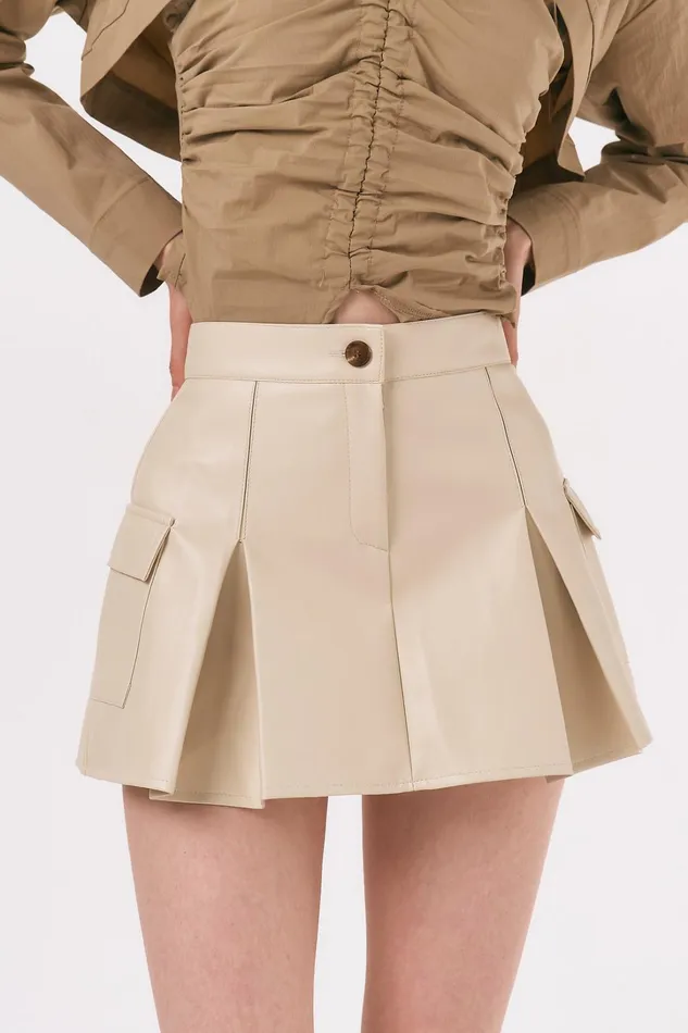 Storets Liz Pleather Mini Skort Women Skirts