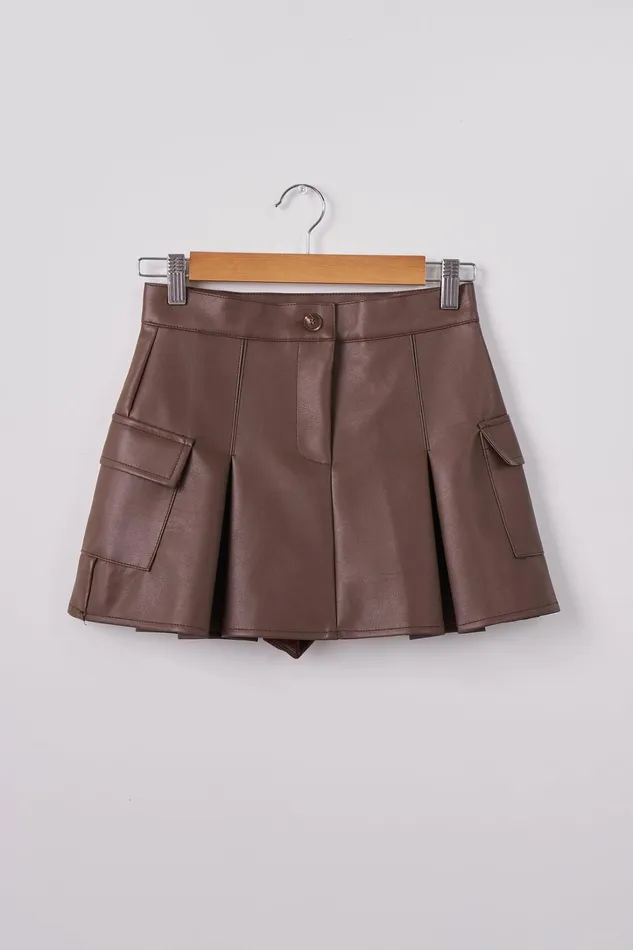 Storets Liz Pleather Mini Skort Women Skirts