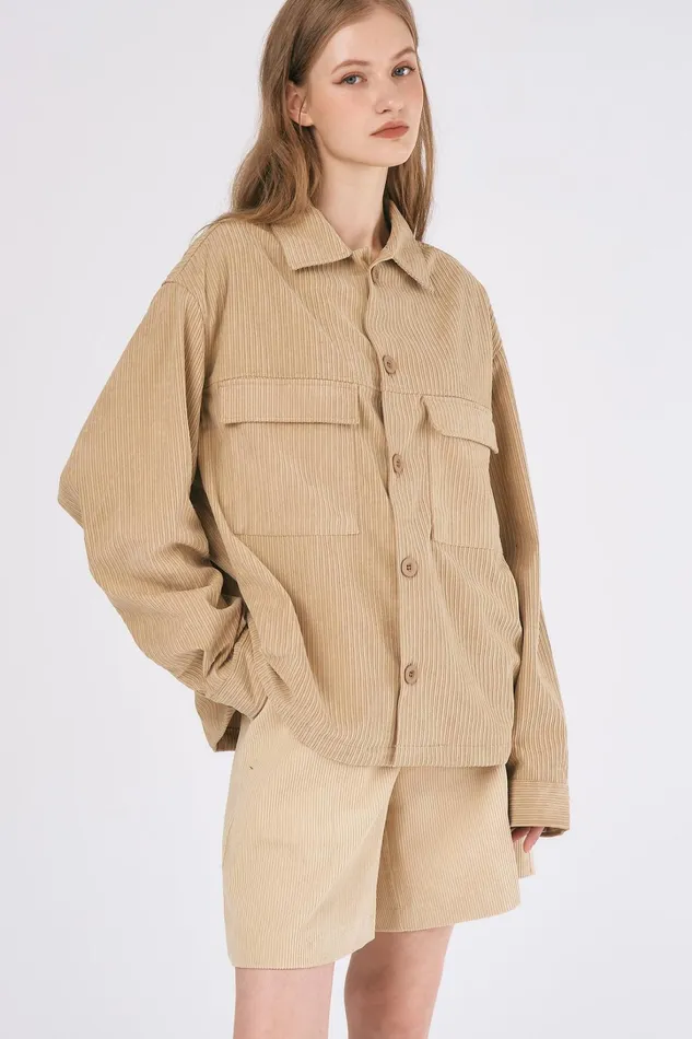 Storets Madison Oversized Cord Jacket Women Shirts and Blouses