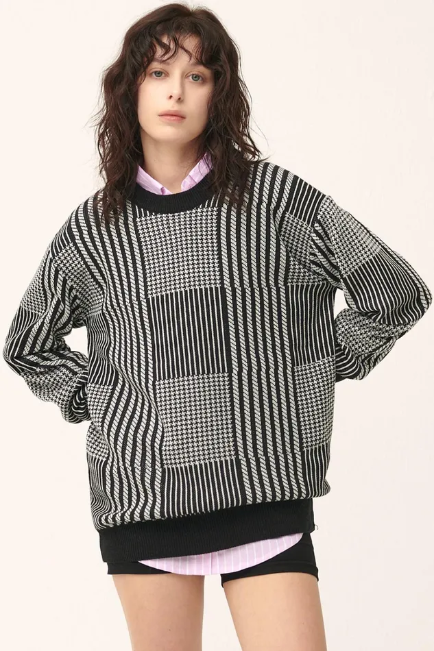 Storets Madison Sweater In Plaid Women Sweaters and Knitwears Storets Madison Sweater In Plaid Women Sweaters and Knitwears