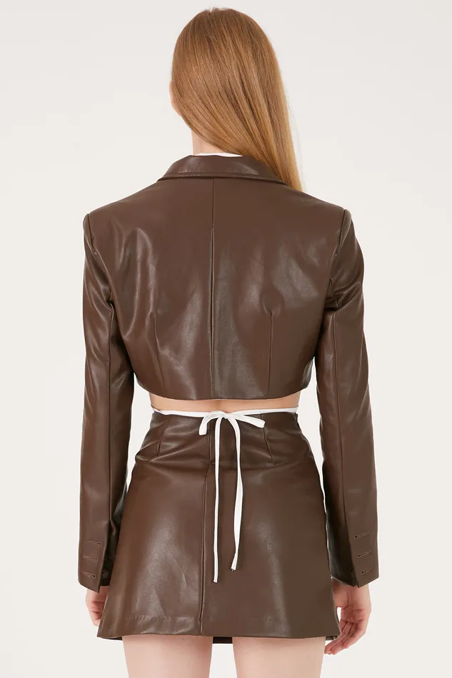 Storets Melody Super Cropped Faux Leather Jacket Women Jackets and Coats