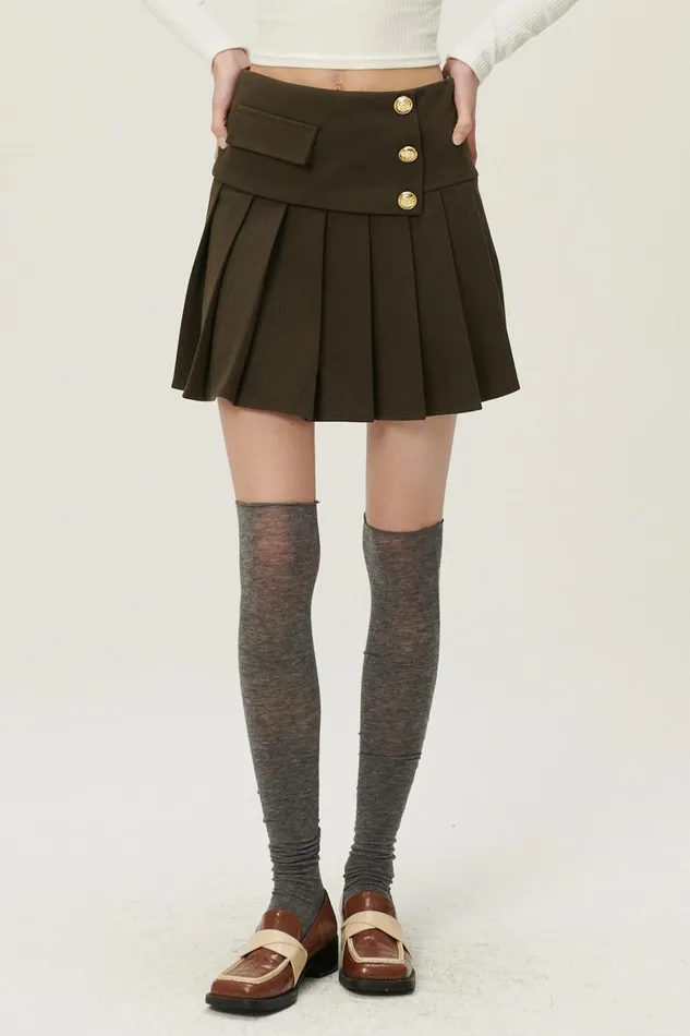 Storets Mila Gold Button Pleated Skort Women Skorts