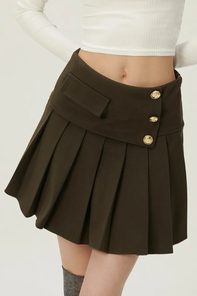 Storets Mila Gold Button Pleated Skort Women Skorts