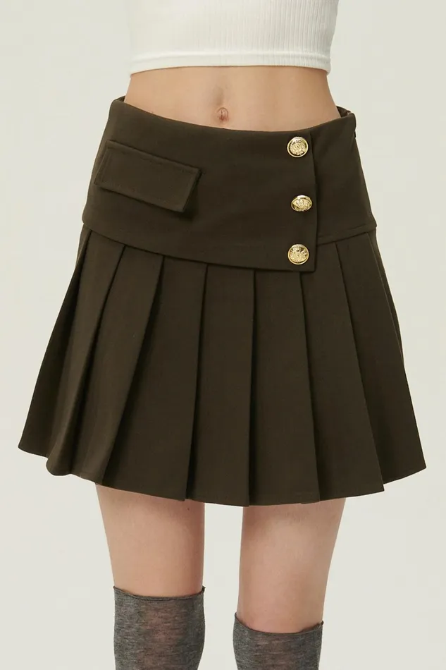 Storets Mila Gold Button Pleated Skort Women Skorts