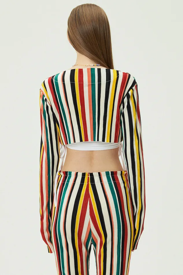 Storets Nadua Striped Plisse Cardigan Women Sweaters and Knitwears