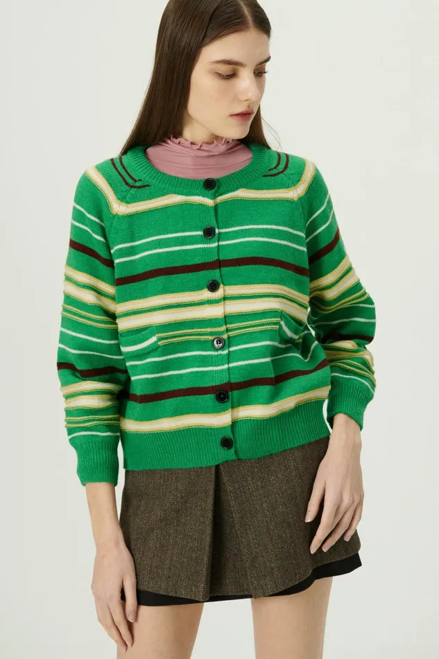 Storets Naomi Striped Knit Cardigan Women Sweaters and Knitwears