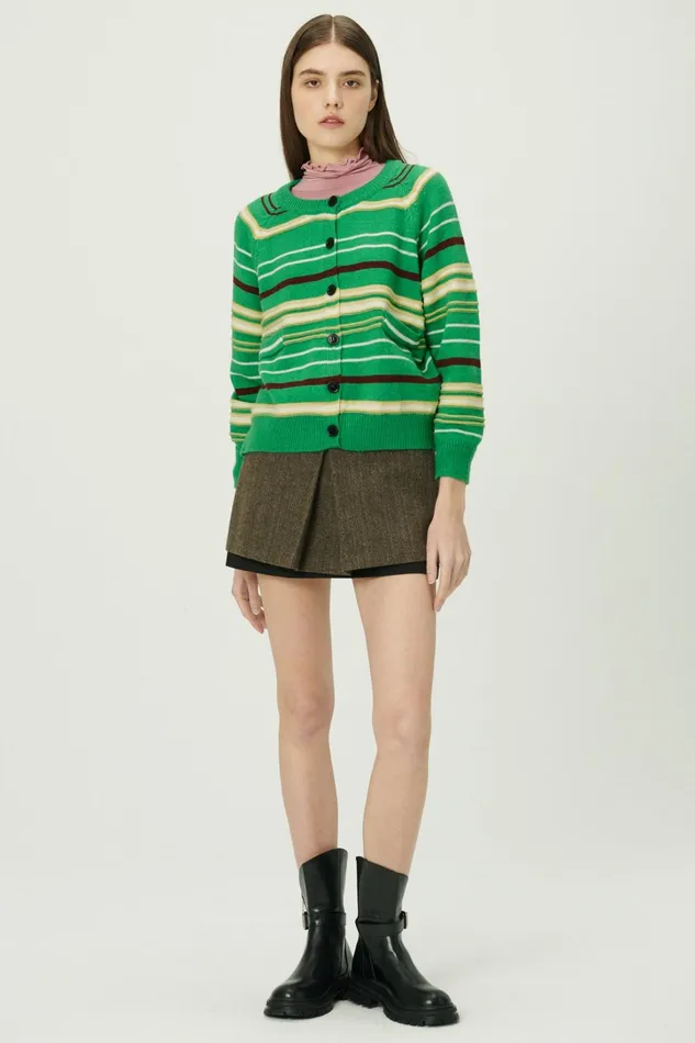 Storets Naomi Striped Knit Cardigan Women Sweaters and Knitwears