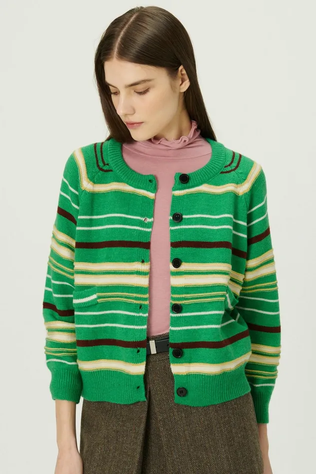 Storets Naomi Striped Knit Cardigan Women Sweaters and Knitwears