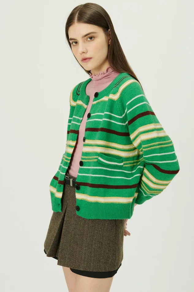 Storets Naomi Striped Knit Cardigan Women Sweaters and Knitwears