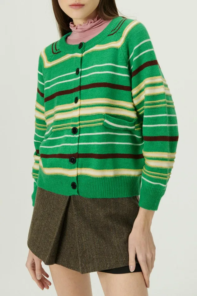 Storets Naomi Striped Knit Cardigan Women Sweaters and Knitwears