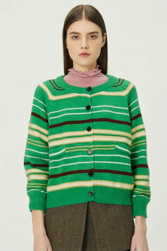 Storets Naomi Striped Knit Cardigan Women Sweaters and Knitwears