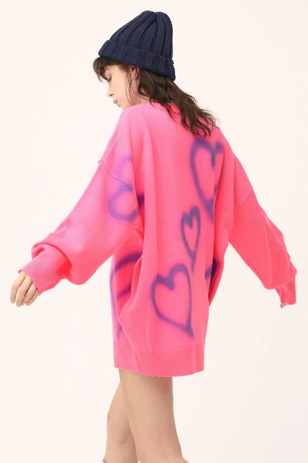 Storets Raya Heart Printed SweaterDress Women Mini Dresses Storets Raya Heart Printed SweaterDress Women Mini Dresses