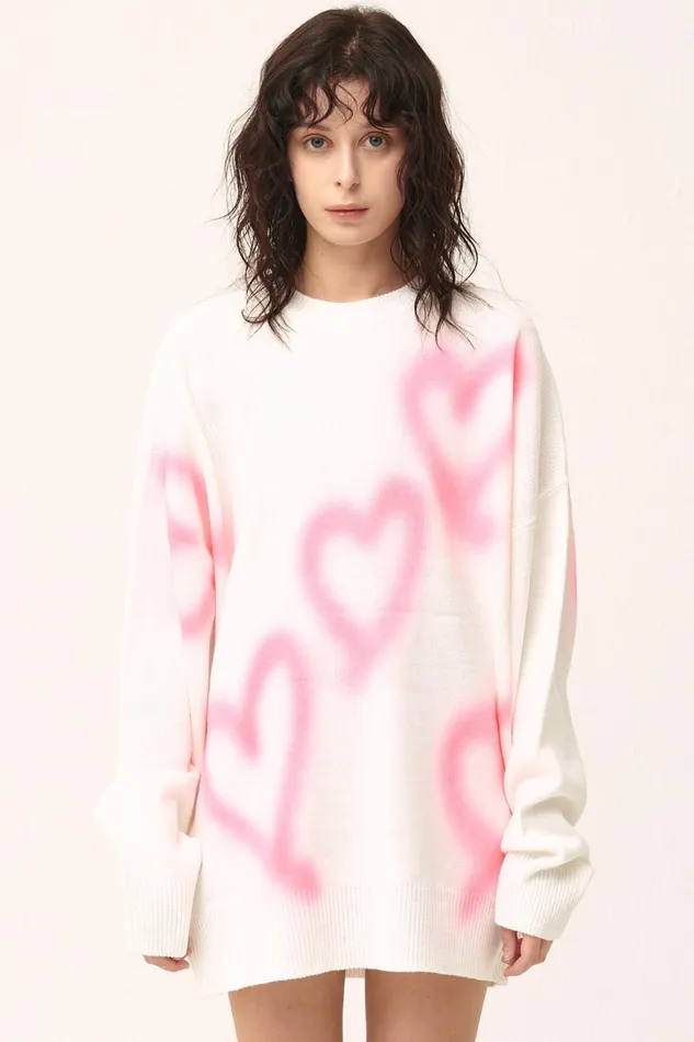 Storets Raya Heart Printed SweaterDress Women Mini Dresses Storets Raya Heart Printed SweaterDress Women Mini Dresses