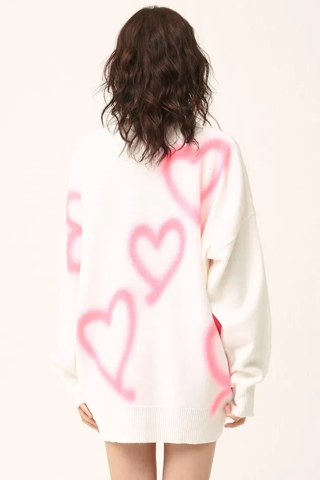 Storets Raya Heart Printed SweaterDress Women Mini Dresses Storets Raya Heart Printed SweaterDress Women Mini Dresses
