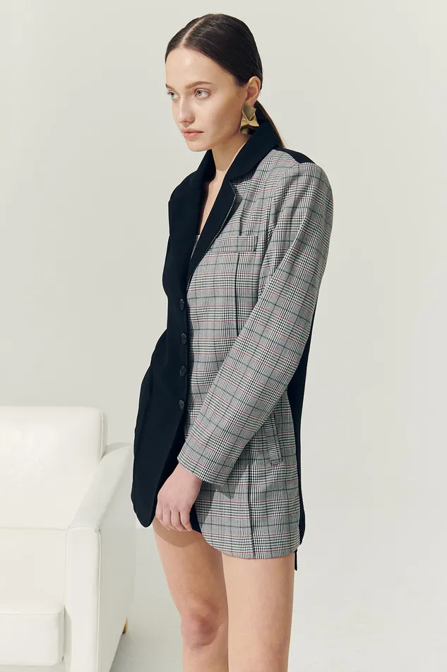 Storets Reborn Bea Check Color Block Blazer Women Blazer