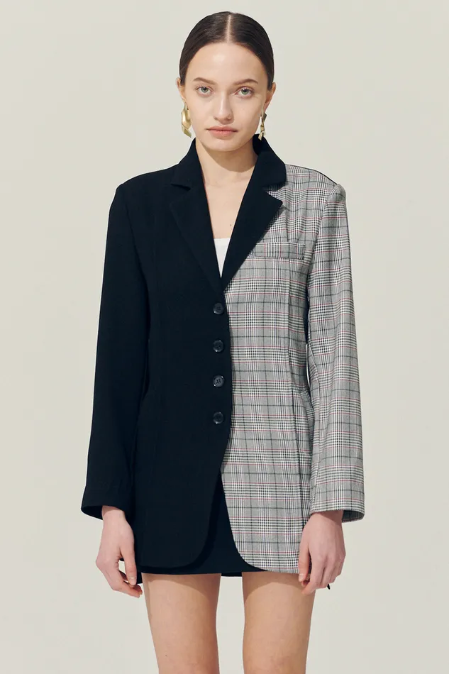 Storets Reborn Bea Check Color Block Blazer Women Blazer