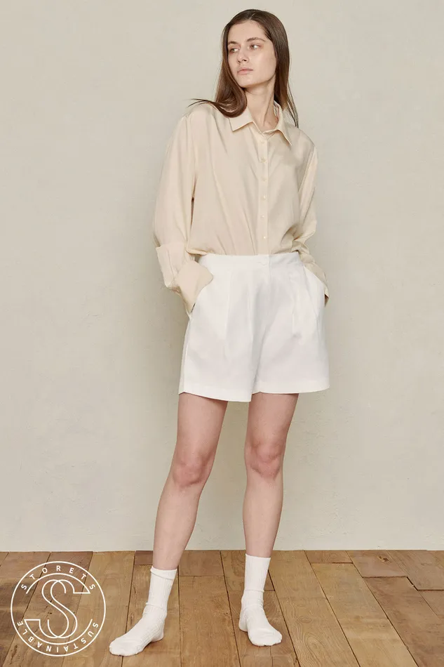 Storets Recycled Poly Pintucked Shorts Women Shorts