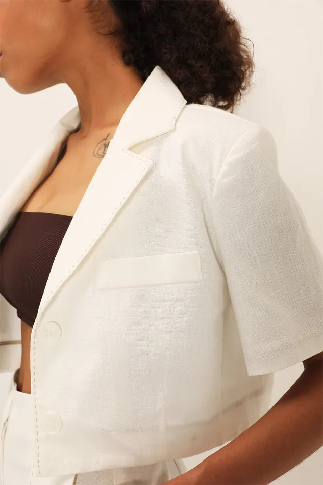 Storets Tinsley Contrast Stitch Crop Jacket Women Blazer