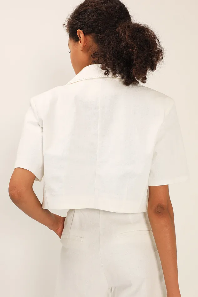 Storets Tinsley Contrast Stitch Crop Jacket Women Blazer