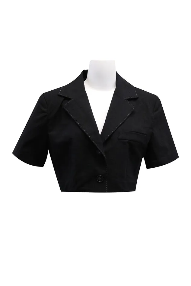 Storets Tinsley Contrast Stitch Crop Jacket Women Blazer