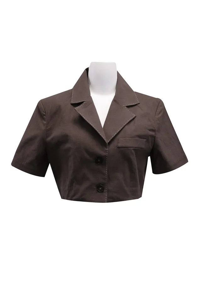 Storets Tinsley Contrast Stitch Crop Jacket Women Blazer