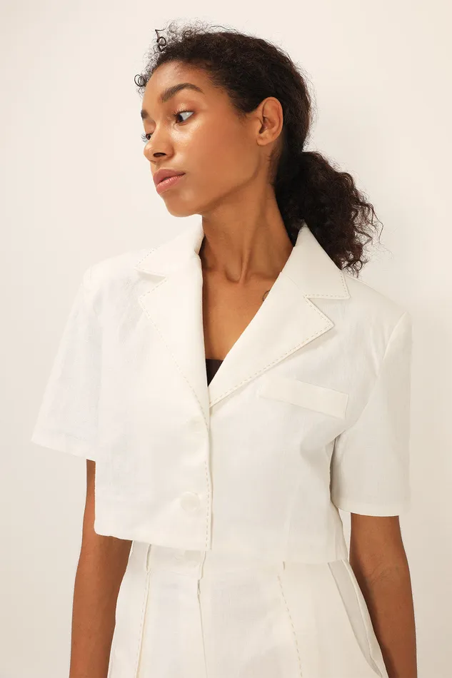 Storets Tinsley Contrast Stitch Crop Jacket Women Blazer