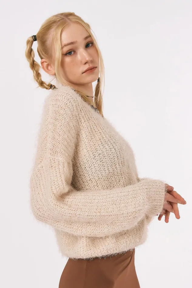 Storets Zoe Fuzzy Sweater Top Women Tops