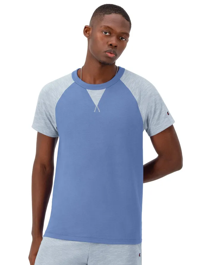 Striped TShirt Raglan Sleeves Plaster Bluenaturalplaster Blue Men Champion TShirts and Tops Striped TShirt Raglan Sleeves Plaster Bluenaturalplaster Blue Men Champion TShirts and Tops