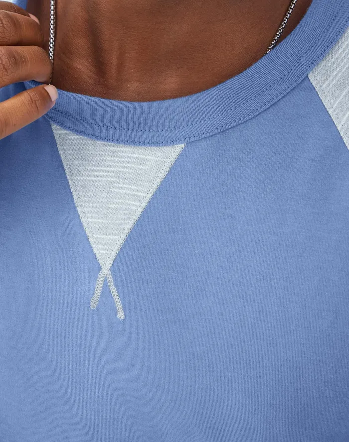 Striped TShirt Raglan Sleeves Plaster Bluenaturalplaster Blue Men Champion TShirts and Tops