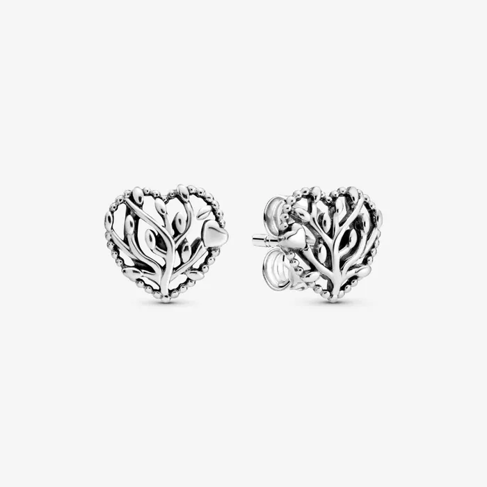 Stud Earrings Women Pandora Family Tree Heart Stud Earrings