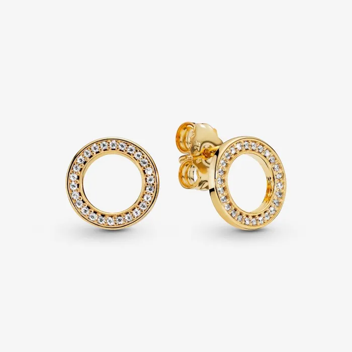 Stud Earrings Women Pandora Sparkling Circle Stud Earrings Gold Plated