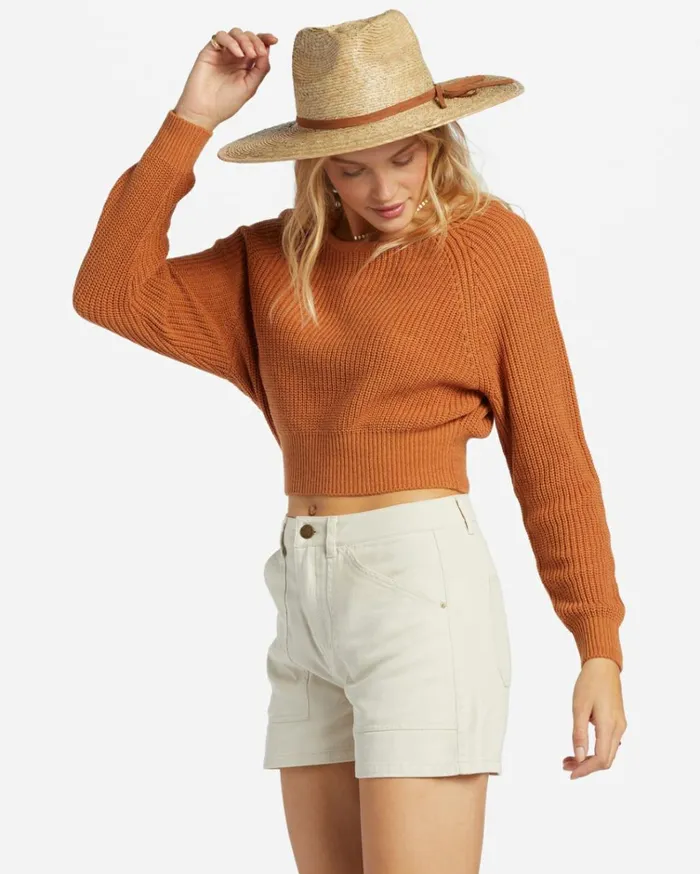 Sun Soaked VNeck Sweater Toffee Women Billabong Sweaters