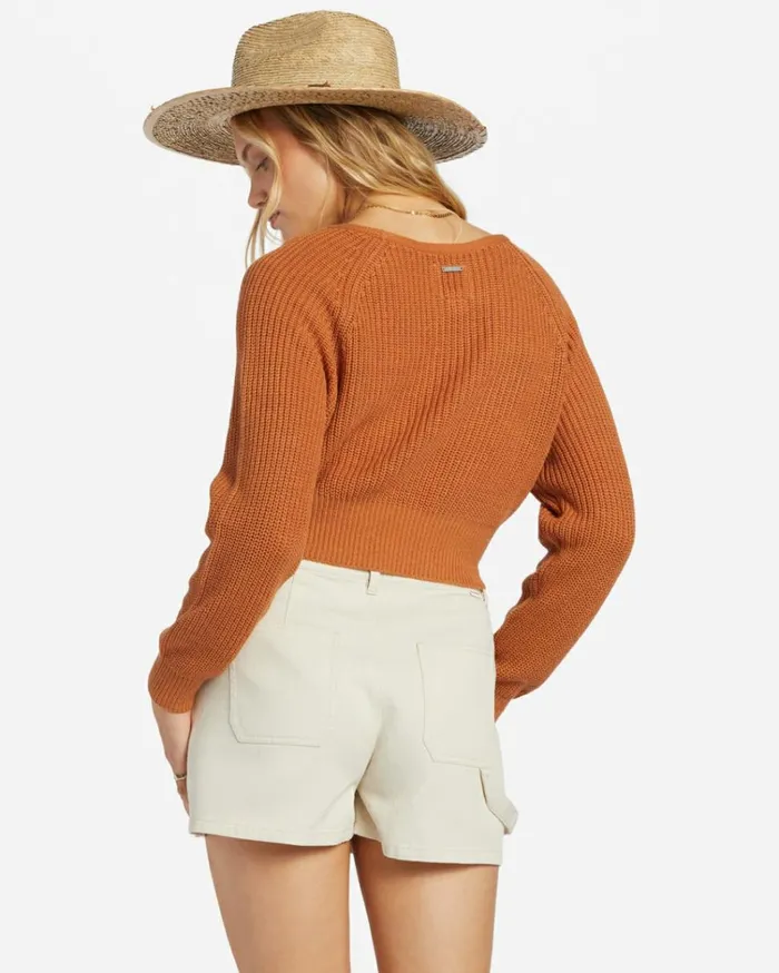 Sun Soaked VNeck Sweater Toffee Women Billabong Sweaters