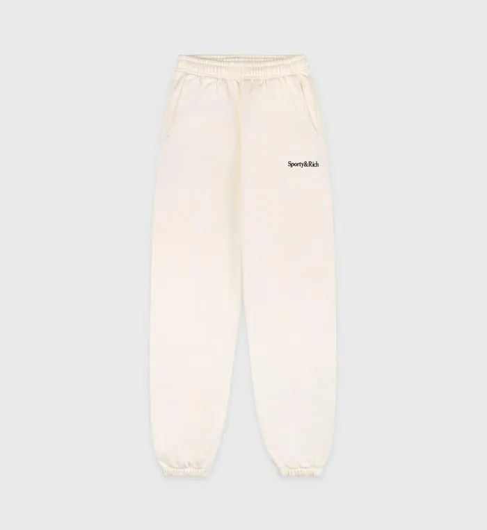Sweatpants Women Sporty and Rich Serif Logo Sweatpant 8211 CreamNavy