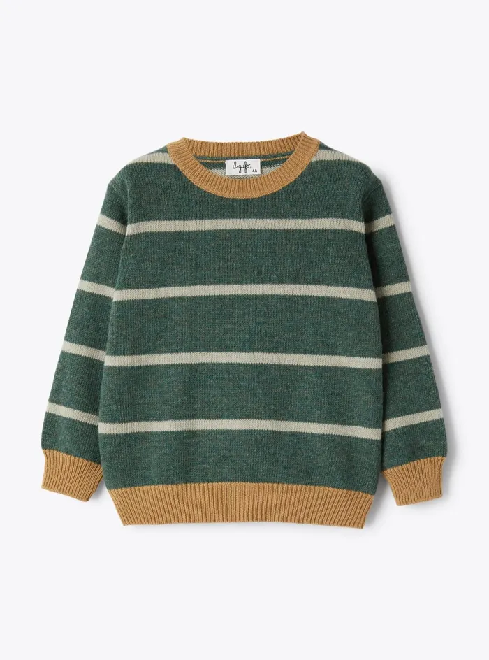 Sweatshirts And Sweaters Baby 036Boy 216 Il Gufo Wool Sweater With A Striped Pattern