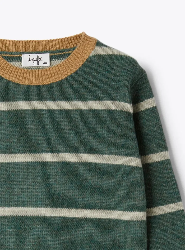 Sweatshirts And Sweaters Baby 036Boy 216 Il Gufo Wool Sweater With A Striped Pattern